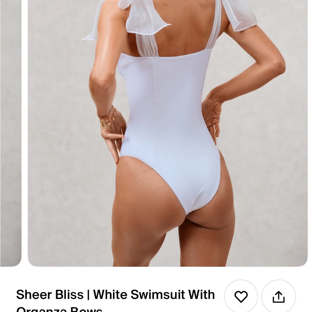 NWT Club L London White One-Piece with Organza Bows Bridal - Picture 2 of 4